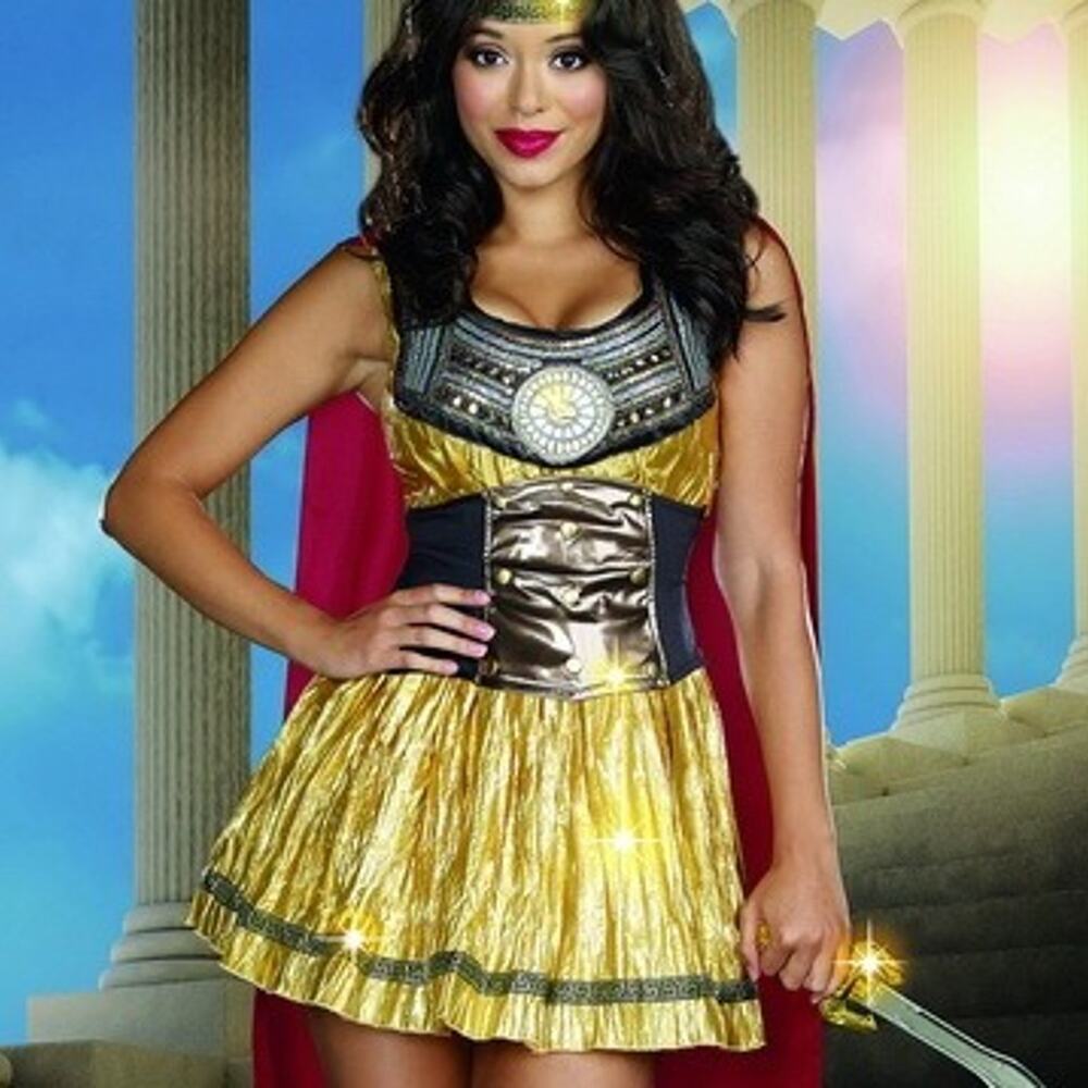 Dreamgirl Golden DRESS Gladiator Costume halloween cape size XL